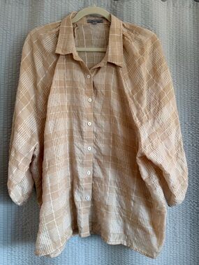 Wishlist Beige and White Striped Button-Up